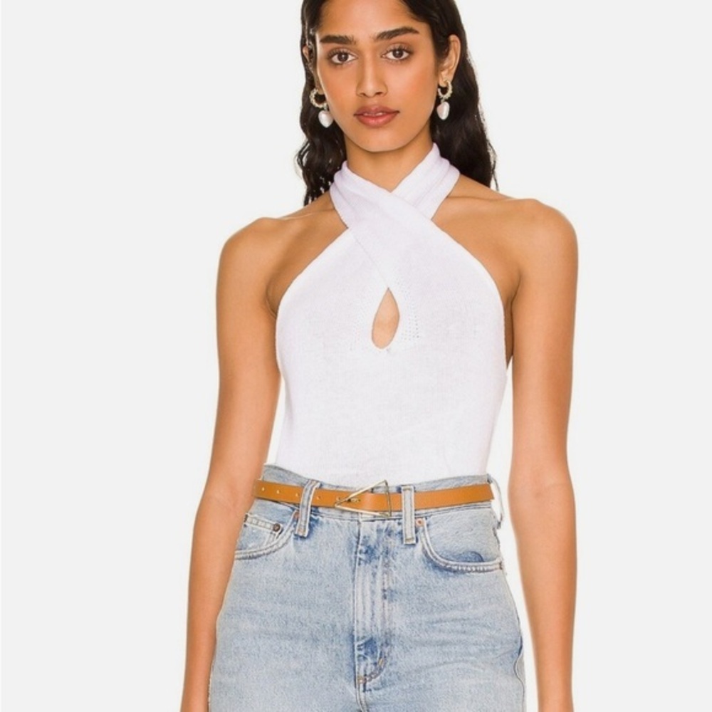 525 America Women's White Sweater Multi-Way Halter Top